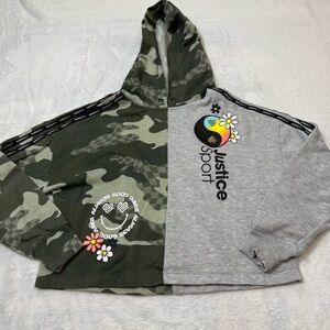 Justice Kids Camo and Gray Hoodie